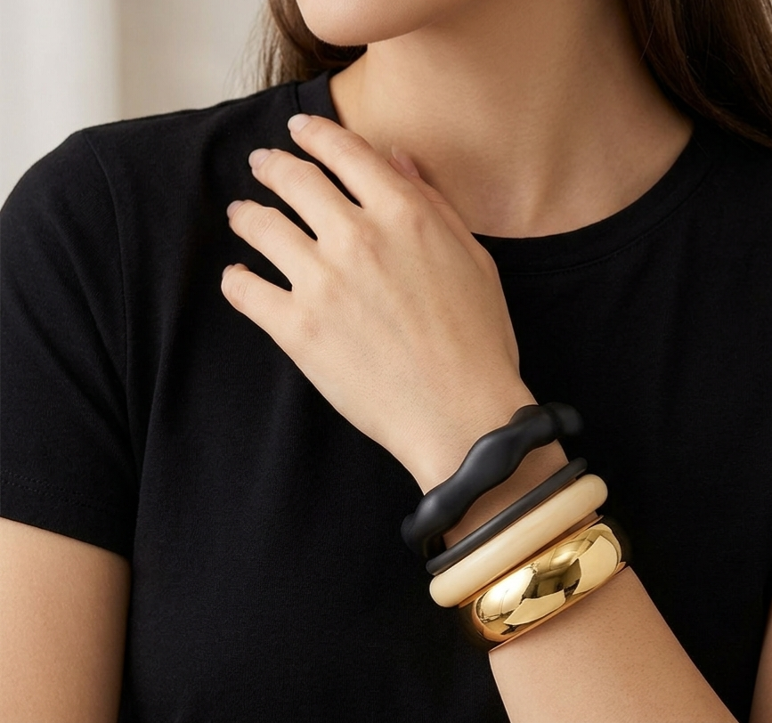 4 Bangles Black Set