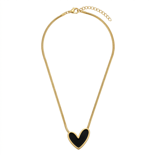 Black Pearl Heart Necklace