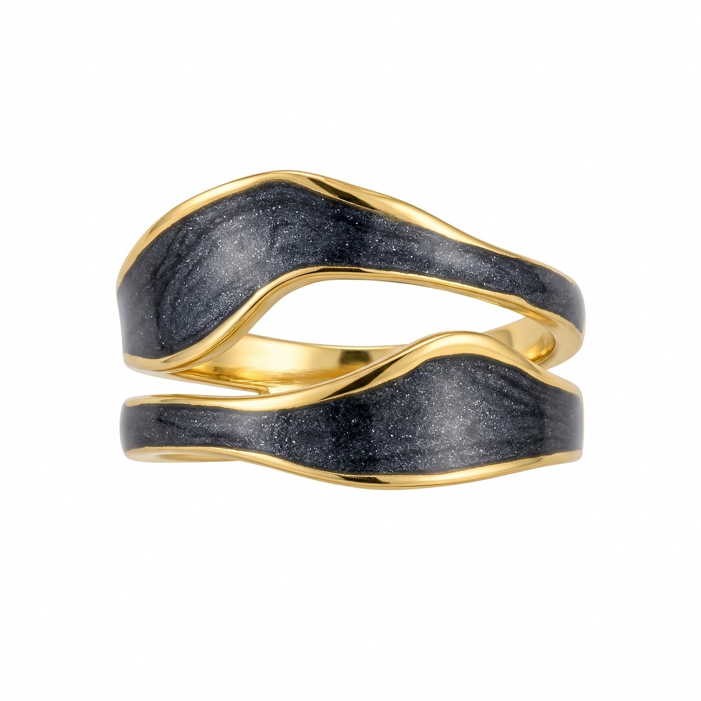 Black Pearl Wave Ring