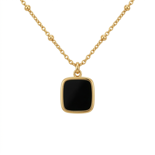 Square Black Pearl Necklace