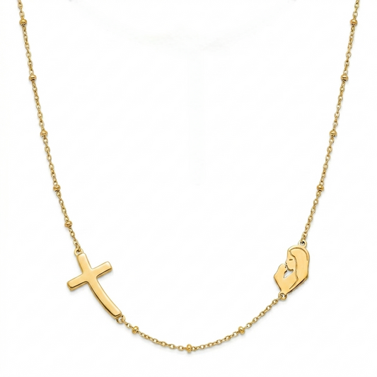 Cross And The Virgin Mary Necklace