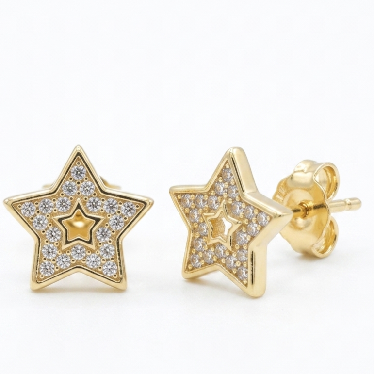 Double Star Gold Earrings