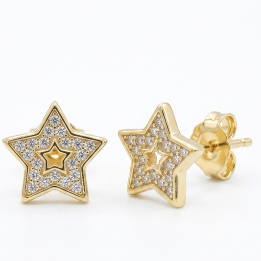 Double Star Gold Earrings