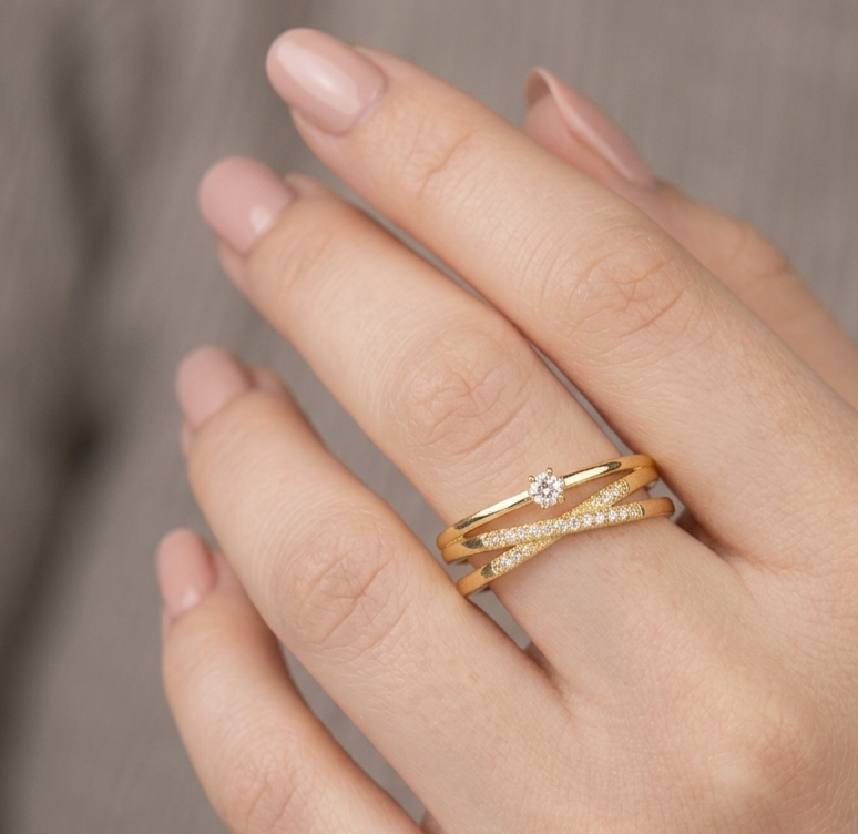 Gold Cross Promise Ring