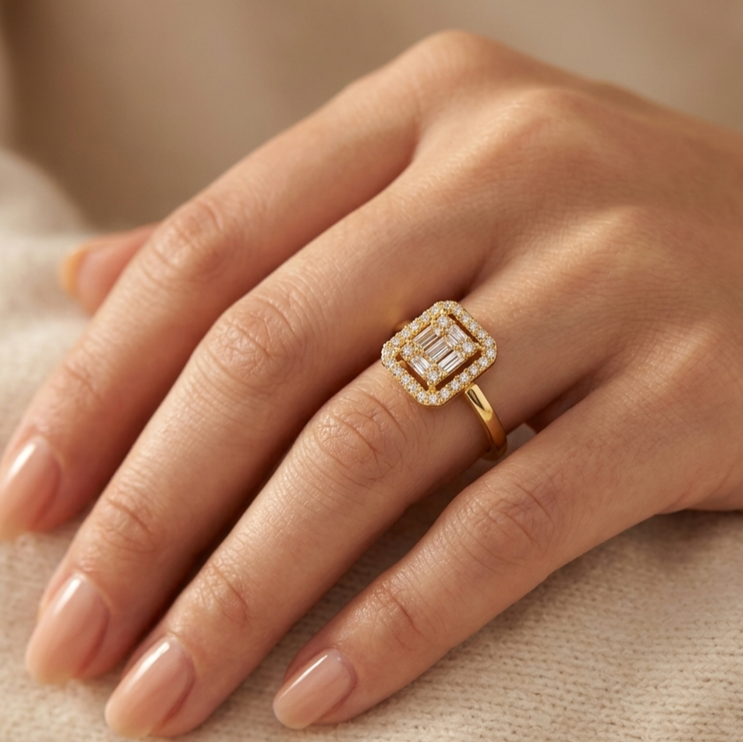 Gold Square Promise Ring