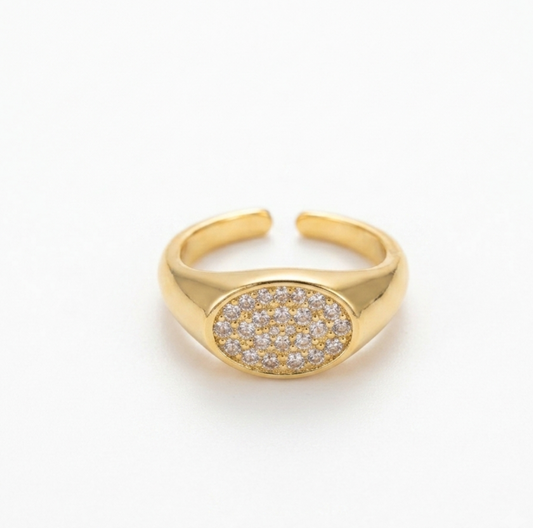 Oval Strass Pinky Ring