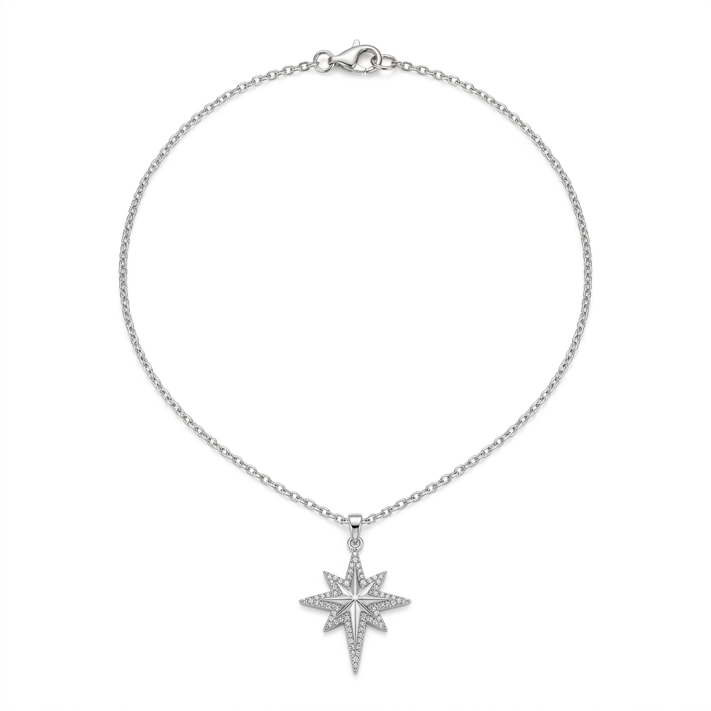 Silver Diamond Star Necklace