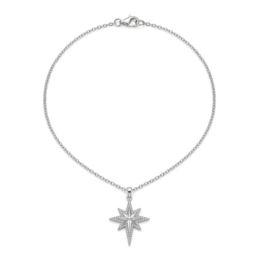 Silver Diamond Star Necklace