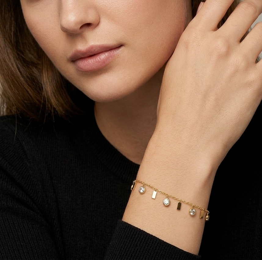 Square And Strass Bracelet