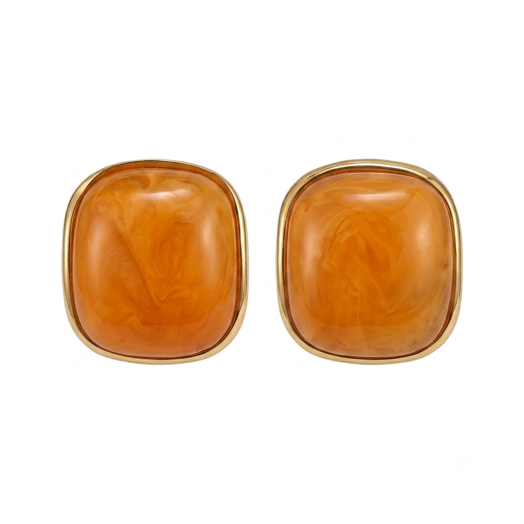 Square Orange Earrings