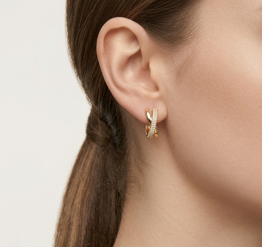 Strass Cross Earrings