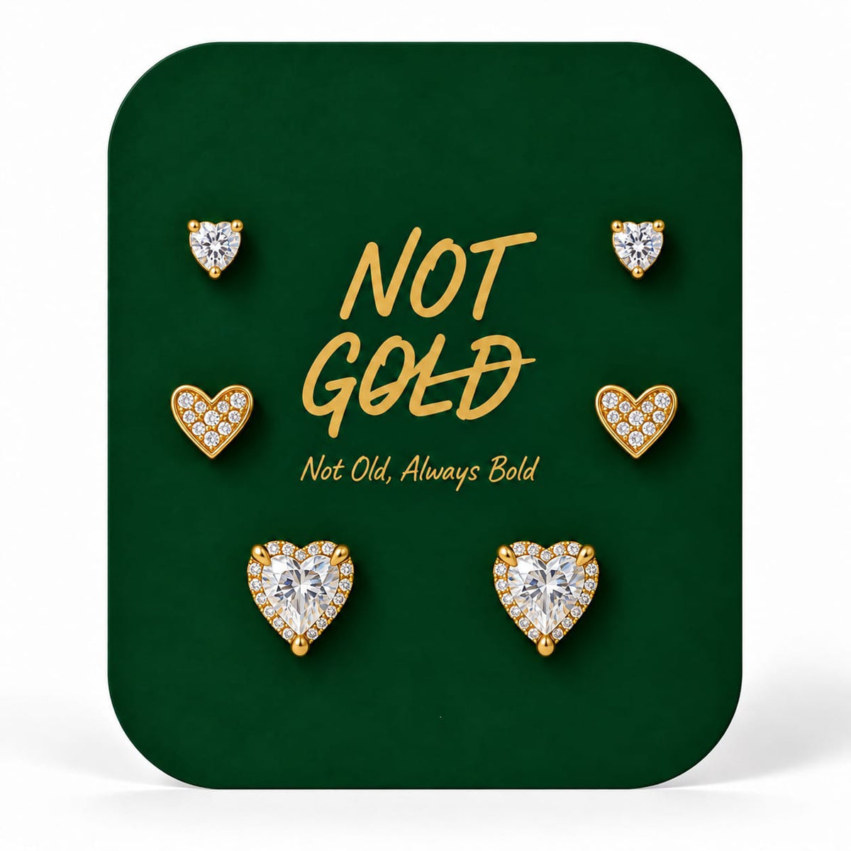 Strasses Hearts Gold Earrings Set