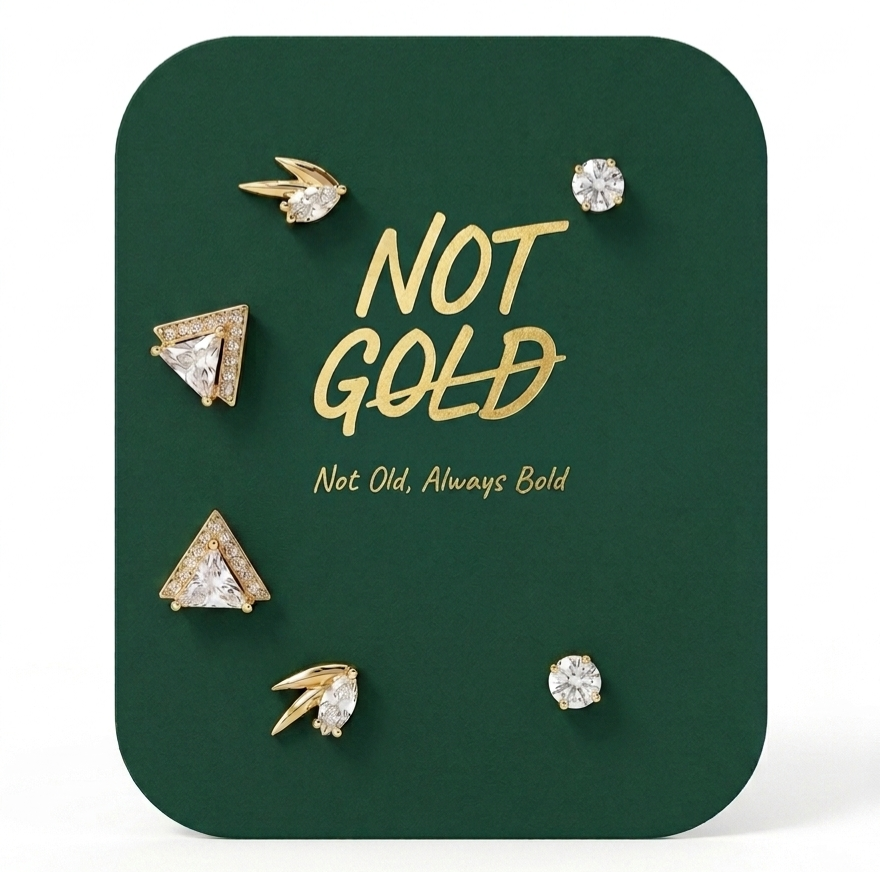 Gold Triangle Earrings Set