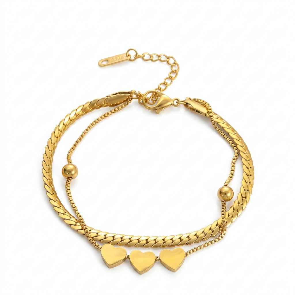 Two Layers Hearts Bracelet