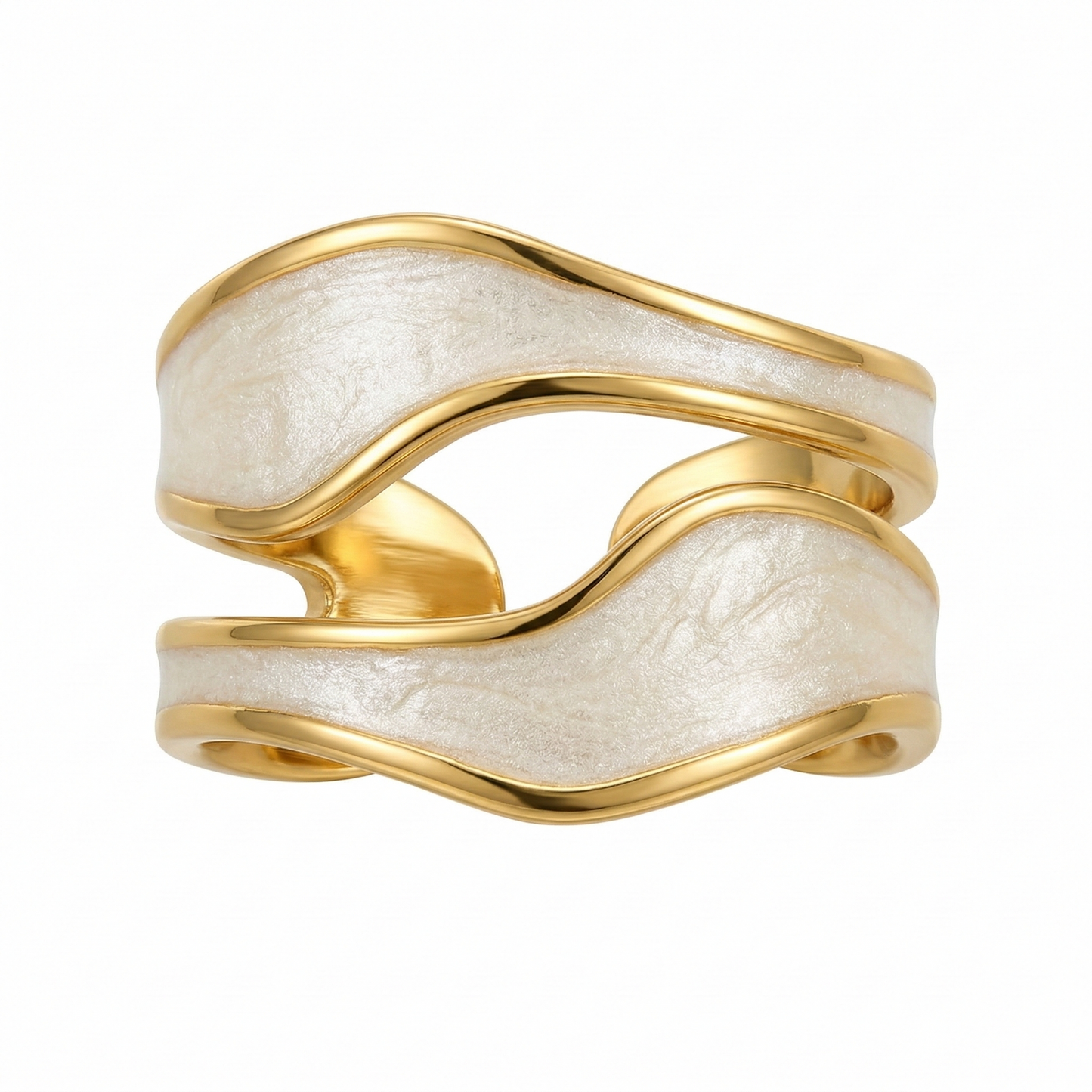 White Pearl Wave Ring