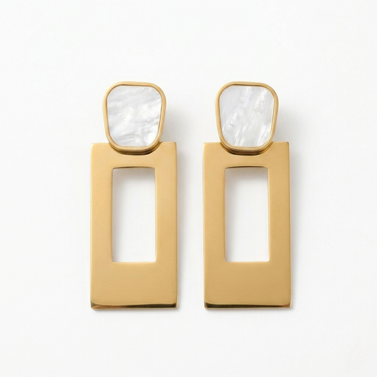 White Square Earrings
