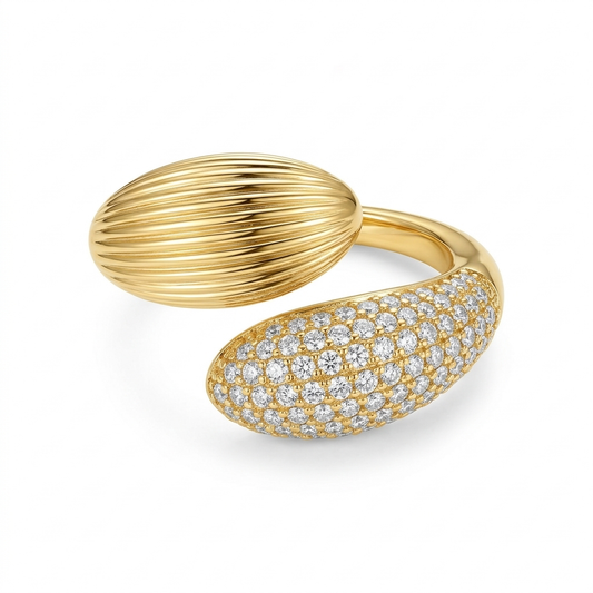 Ribbed Strass Ring