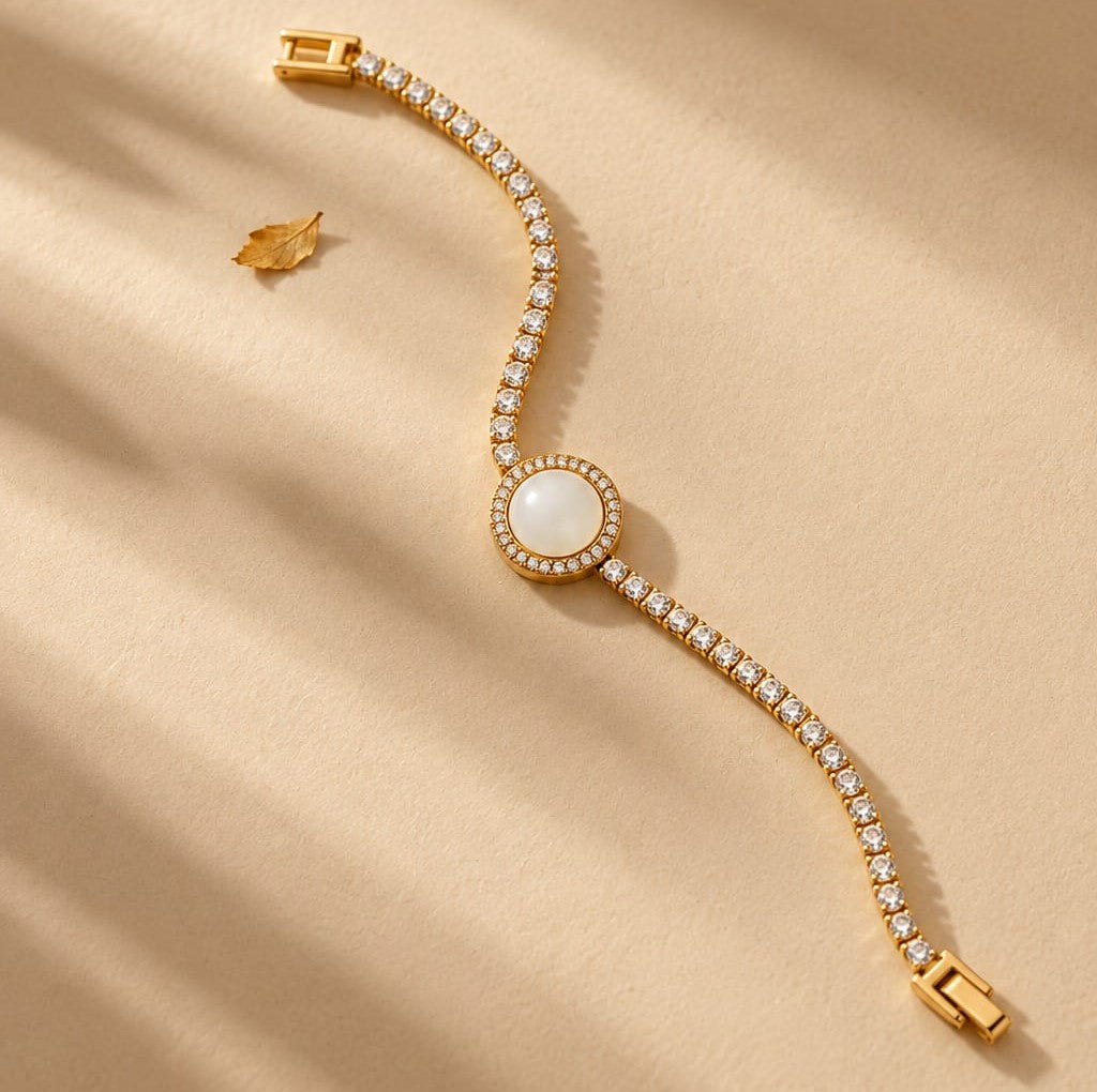 White Pearl Tennis Bracelet