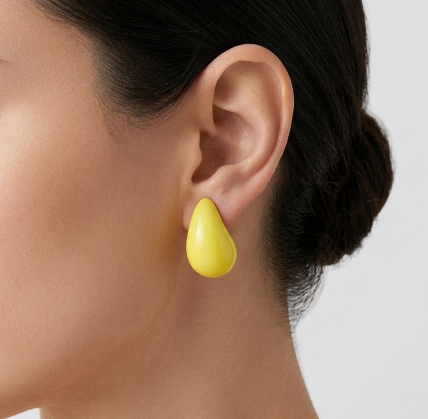 Yellow Tear Drop Earrings