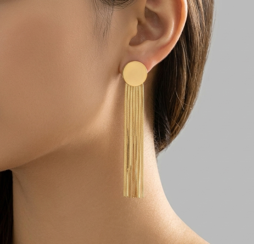 Long Chain Gold Earrings