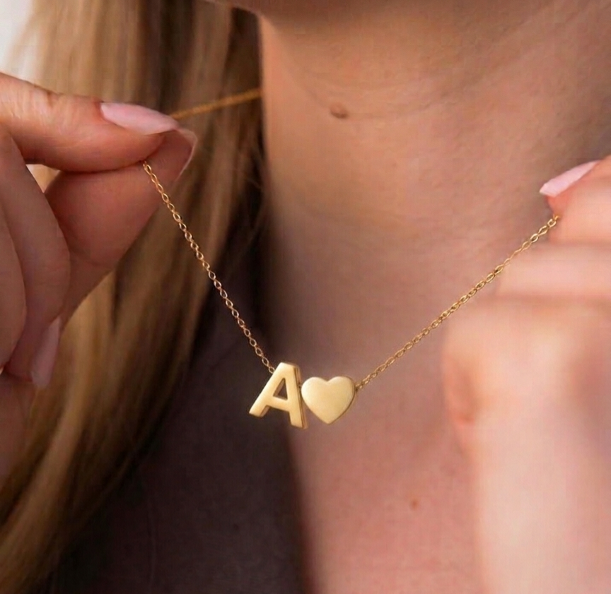 Letter With Heart Necklace