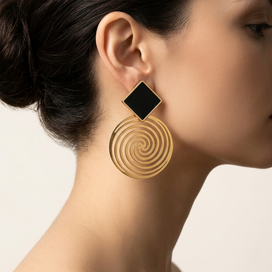 Black Spiral Earrings