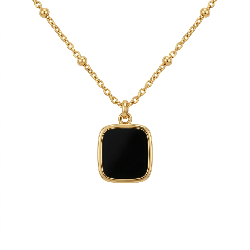 Square Black Pearl Necklace