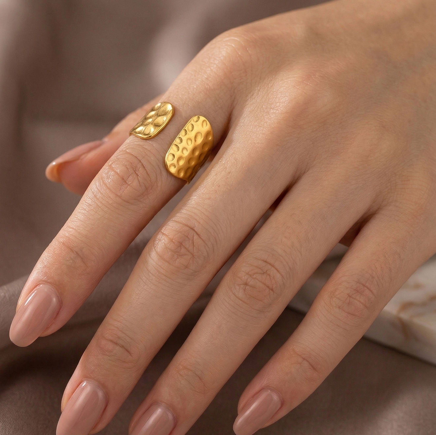 Bold Drop Hammered Ring