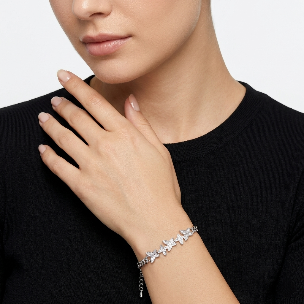 Butterflies Silver Bracelet