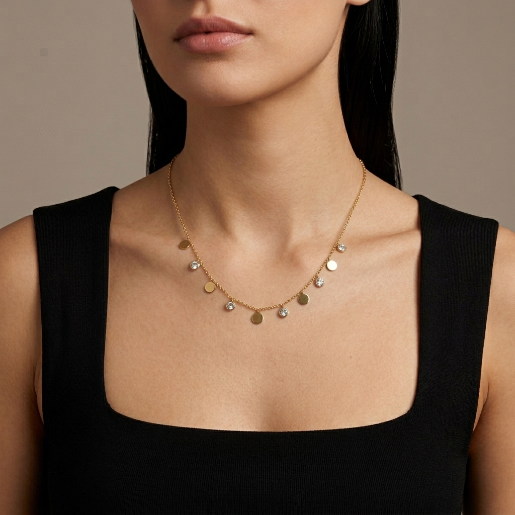 Circles And Strass Necklace