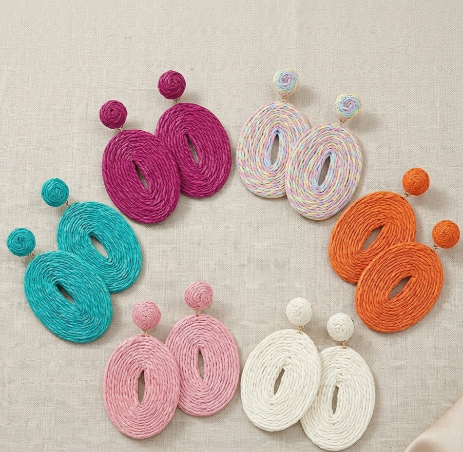 Colored Boho Oval Earrings