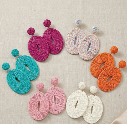 Colored Boho Oval Earrings