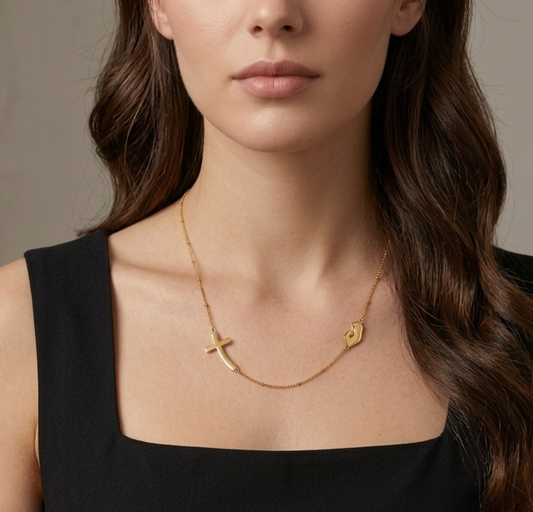 Cross And The Virgin Mary Necklace