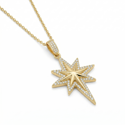 Gold Diamond Star Necklace