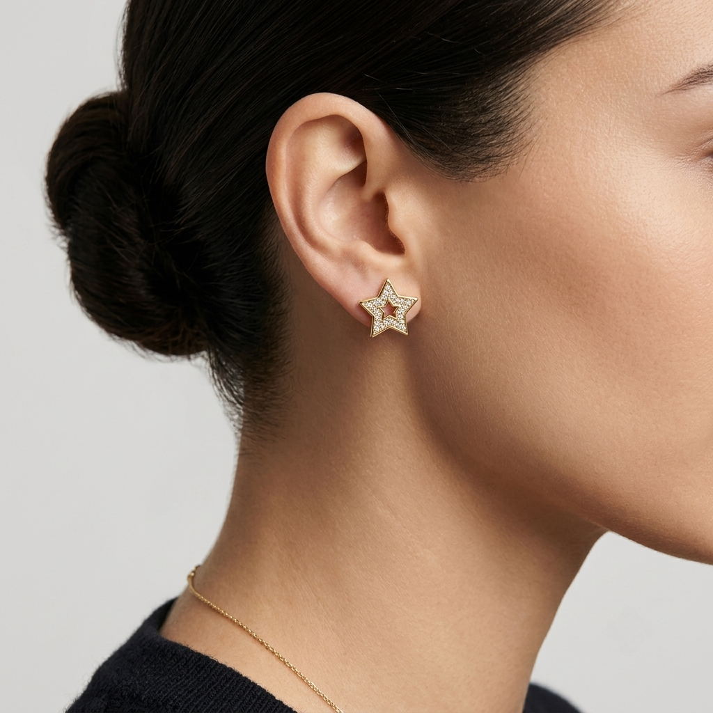 Double Star Gold Earrings
