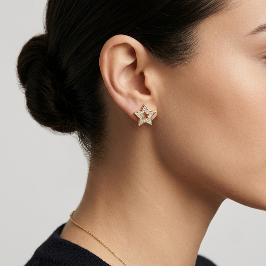 Double Star Gold Earrings