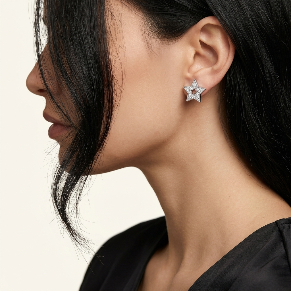 Double Star Silver Earrings