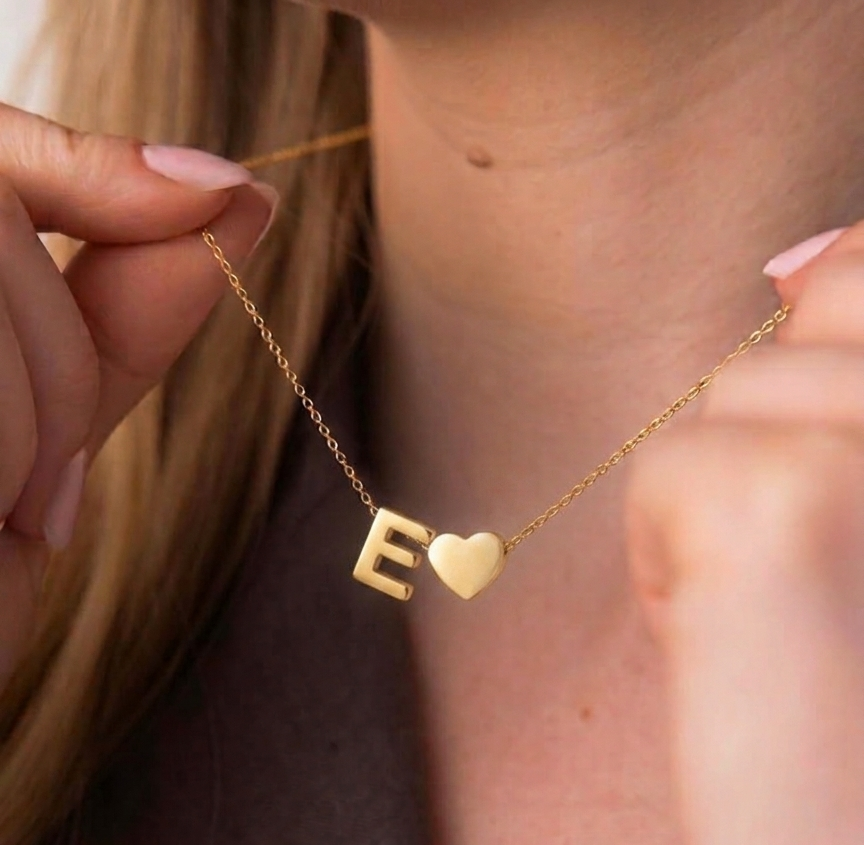 Letter With Heart Necklace