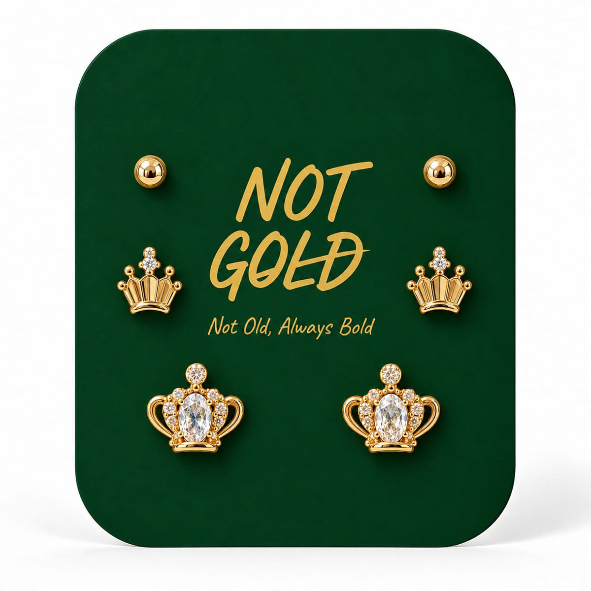 Full Crowns Gold Earrings Set