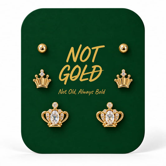 Full Crowns Gold Earrings Set