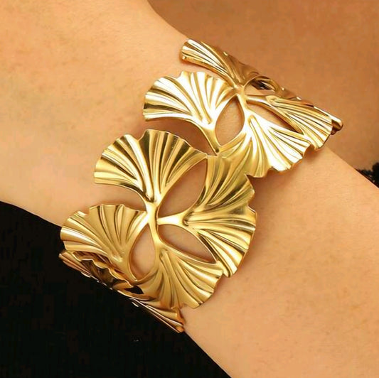 Ginkgo Leaf Cuff Bracelet