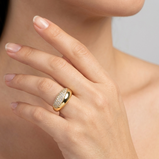 Gold Half Strass Ring
