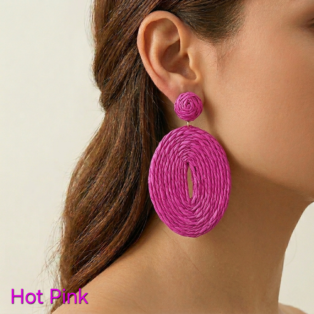Colored Boho Oval Earrings