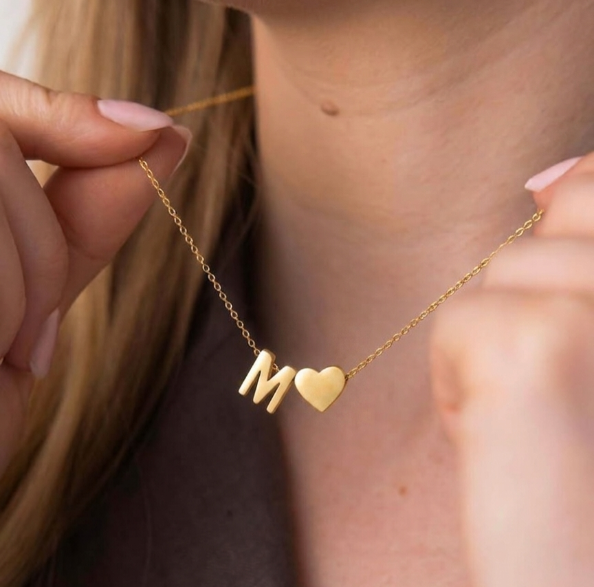Letter With Heart Necklace