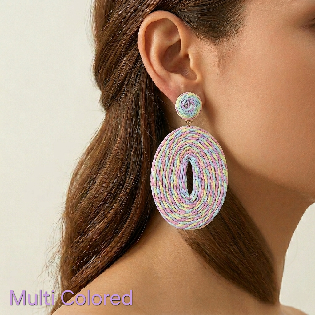 Colored Boho Oval Earrings