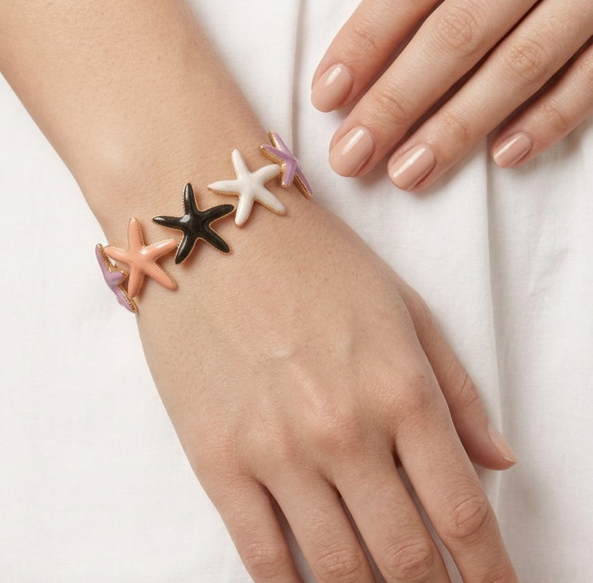 Multi Colored Stars Cuff Bracelet