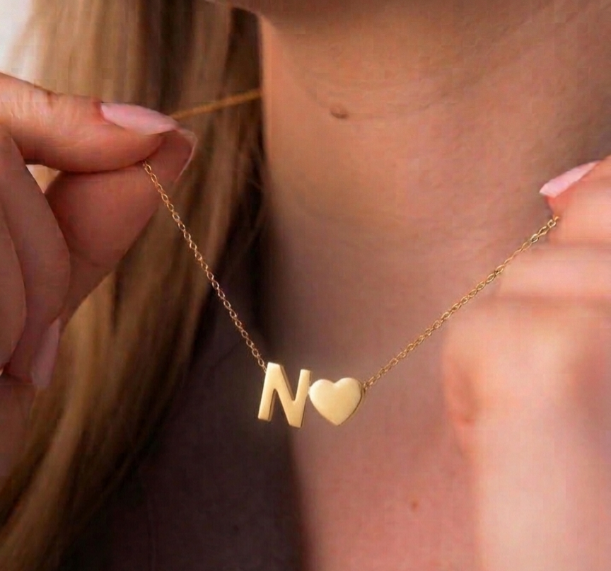 Letter With Heart Necklace