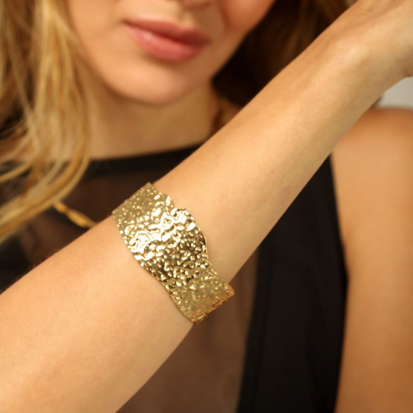 Organic Hammered Cuff Bracelet