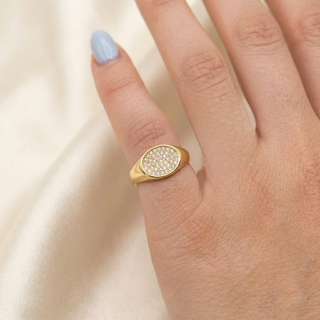 Oval Strass Pinky Ring