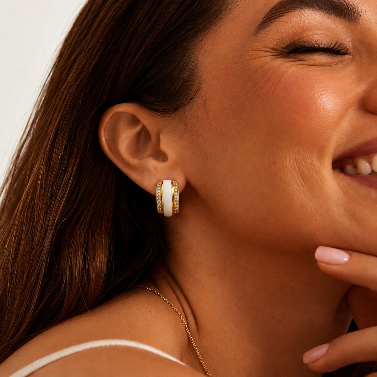 Pearl Triple Hoop Earrings